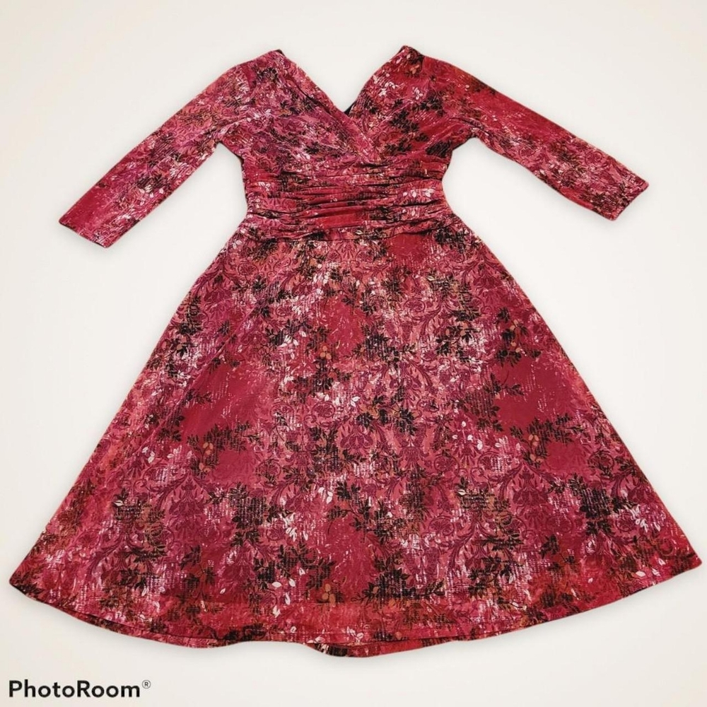 Wine Purple Three Quarter Sleeve Mesh Dress